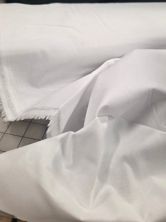 rayon poplin white similar to challis for garment making by the yard. LA Finch