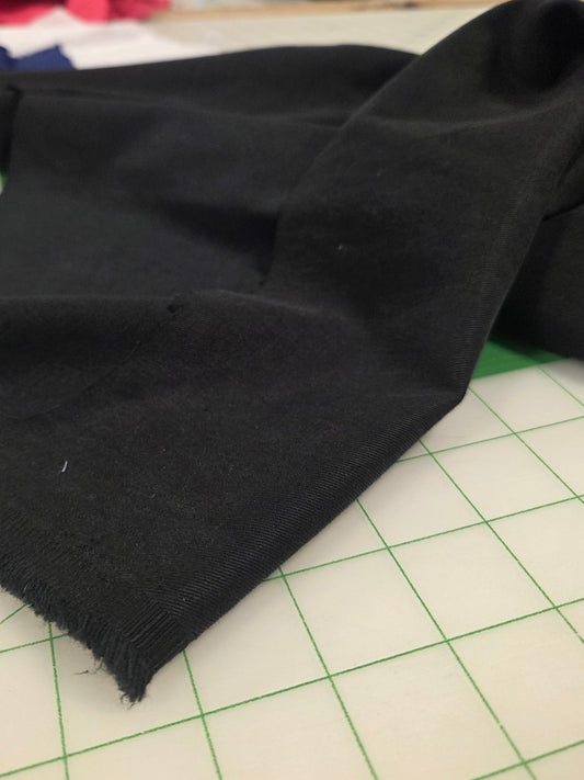 Tencel Cotton Black Opaque 8.25 oz Solid Woven Twill-by the yard