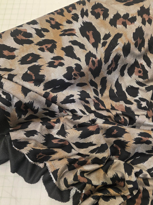 Soft Stretch Double Knit Brown and Black Animal Print 240 GSM -By the yard