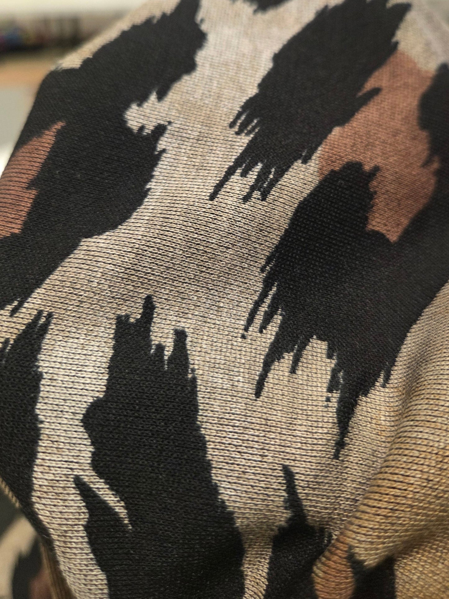 Soft Stretch Double Knit Brown and Black Animal Print 240 GSM -By the yard