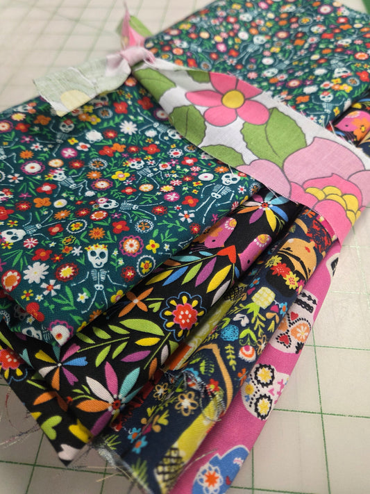 Quilting Cotton 4 yard bundle-Day of the Dead Prints- One Yard Cuts- 4 looks- as pictured