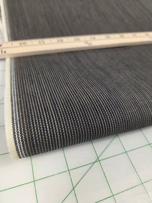 Designer Deadstock Italian Railroad Stripe Brown & Indigo 10oz Stretch Denim- by the yard