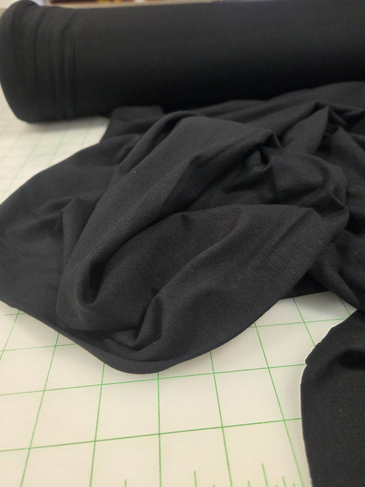 Premium Softique Oeko Tex Certified Rayon Spandex Opaque Solid Black Knit 5oz- By the yard