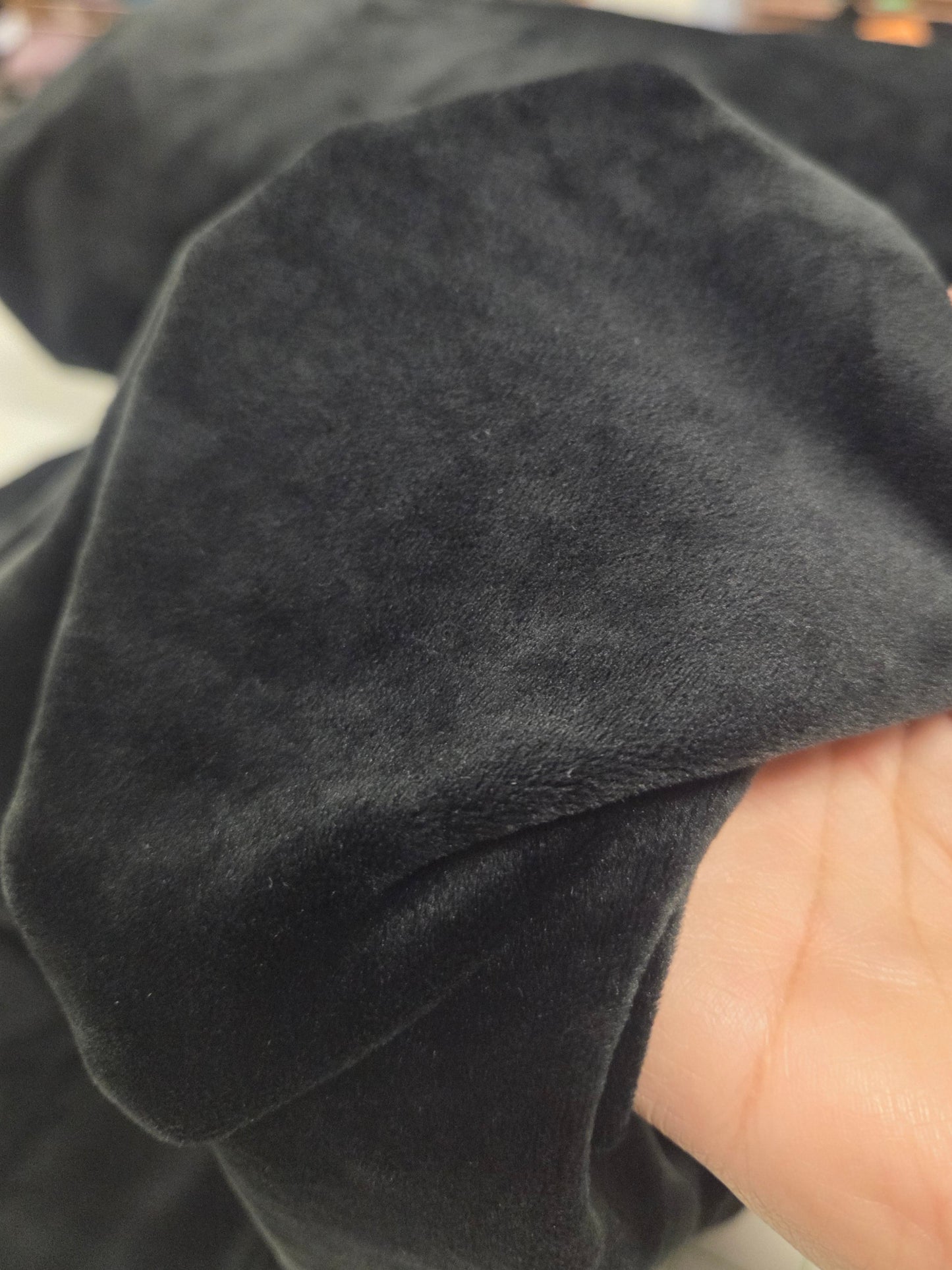 Premium Plush Velour Deluxe Licorice Black 7.7oz Cozy Knit- by the yard