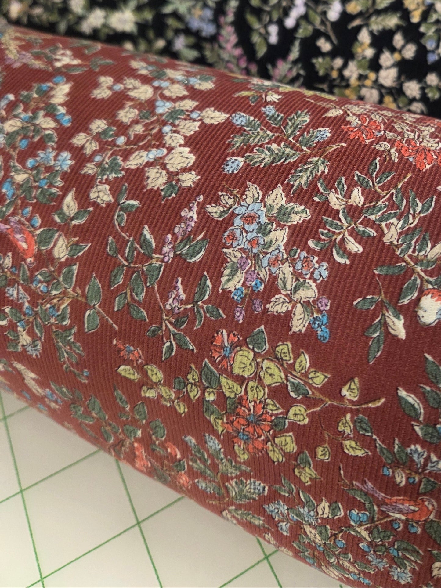 Japan Fabric: Floral & Birds  Baby Wale 1rick 100% Cotton Corduroy Woven 4.4oz- by the Yard