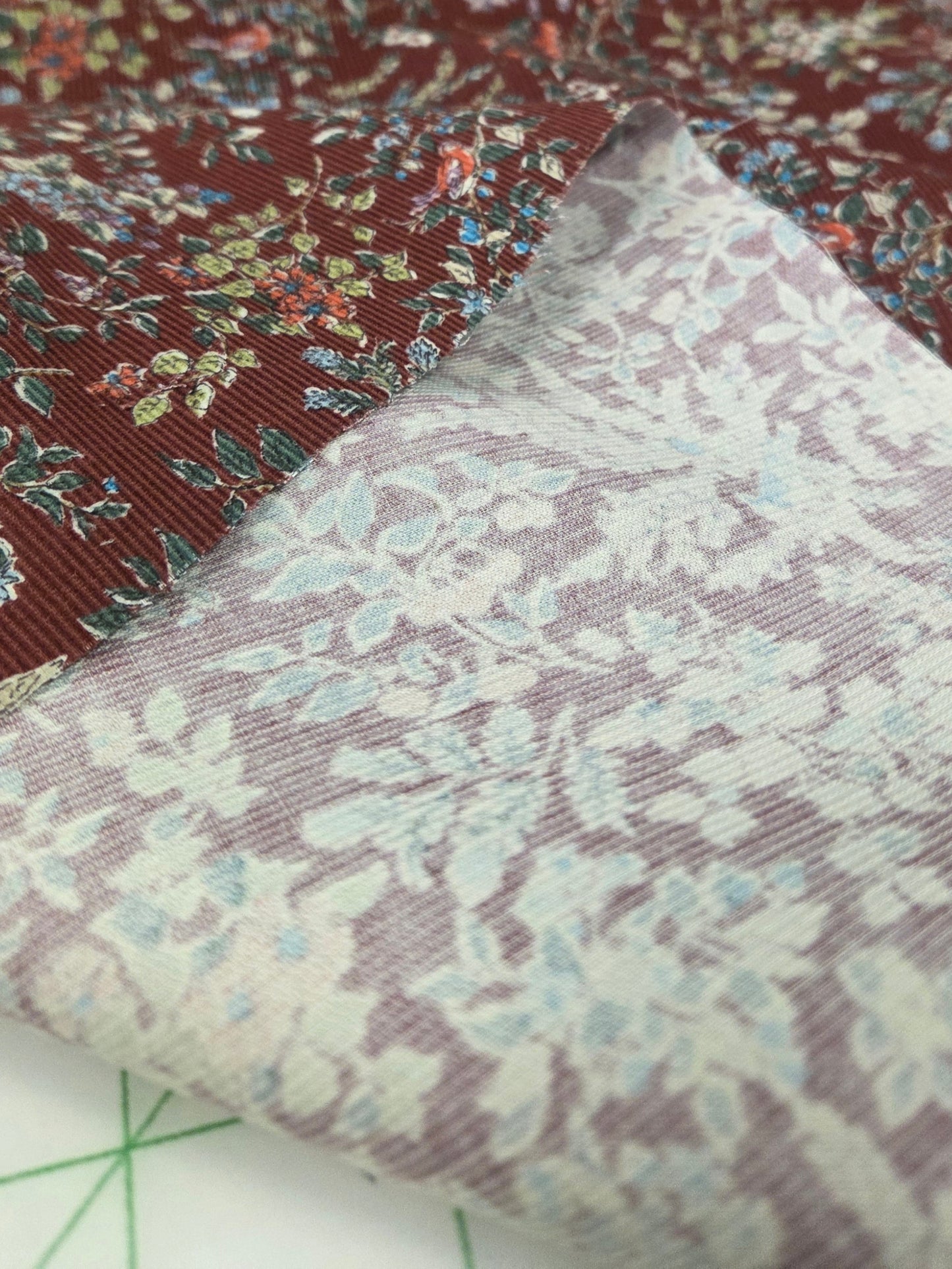 Japan Fabric: Floral & Birds  Baby Wale 1rick 100% Cotton Corduroy Woven 4.4oz- by the Yard