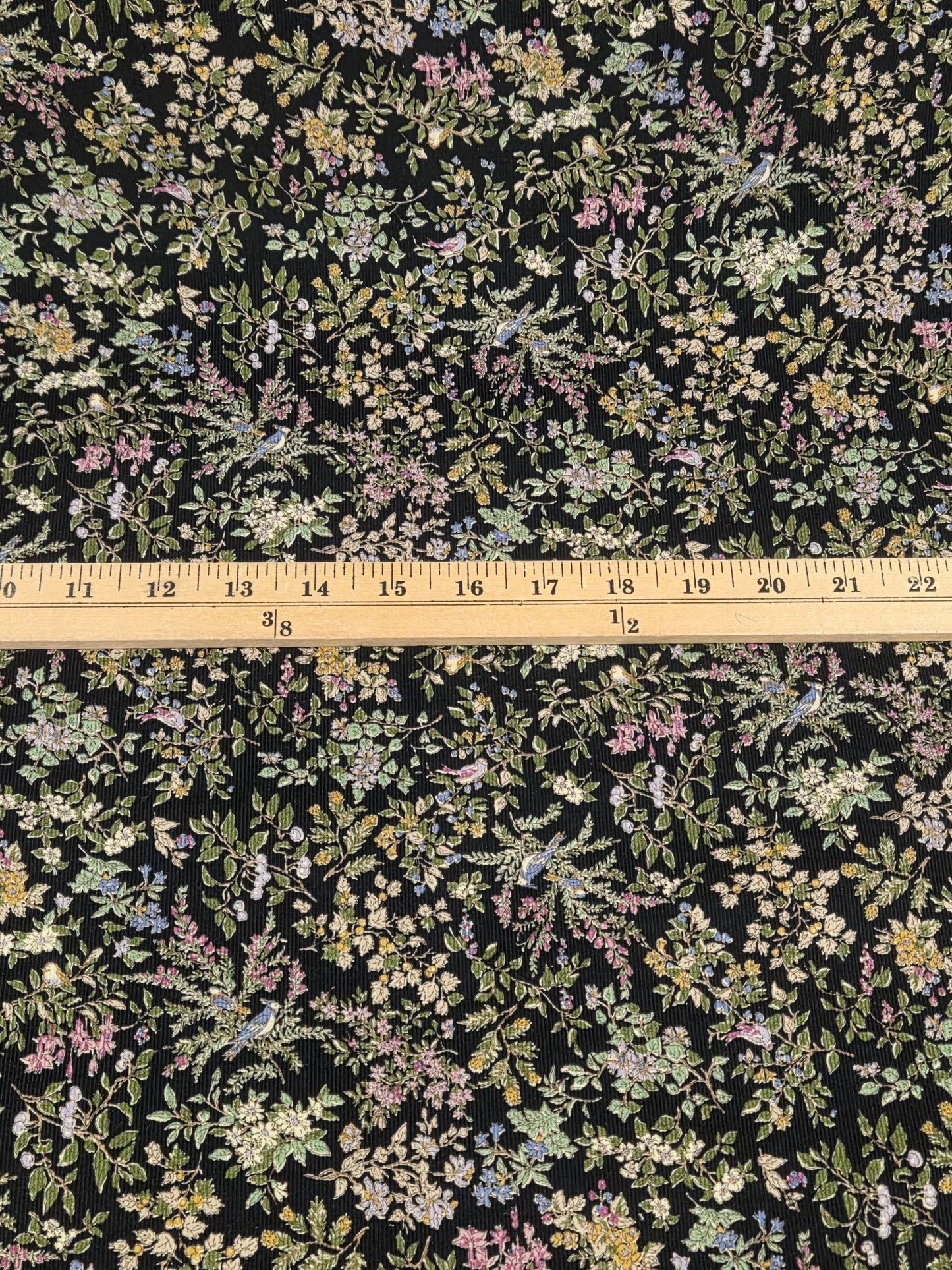 Japan Fabric: Floral & Birds  Baby Wale 100% Cotton Corduroy Woven 4.4oz- by the Yard