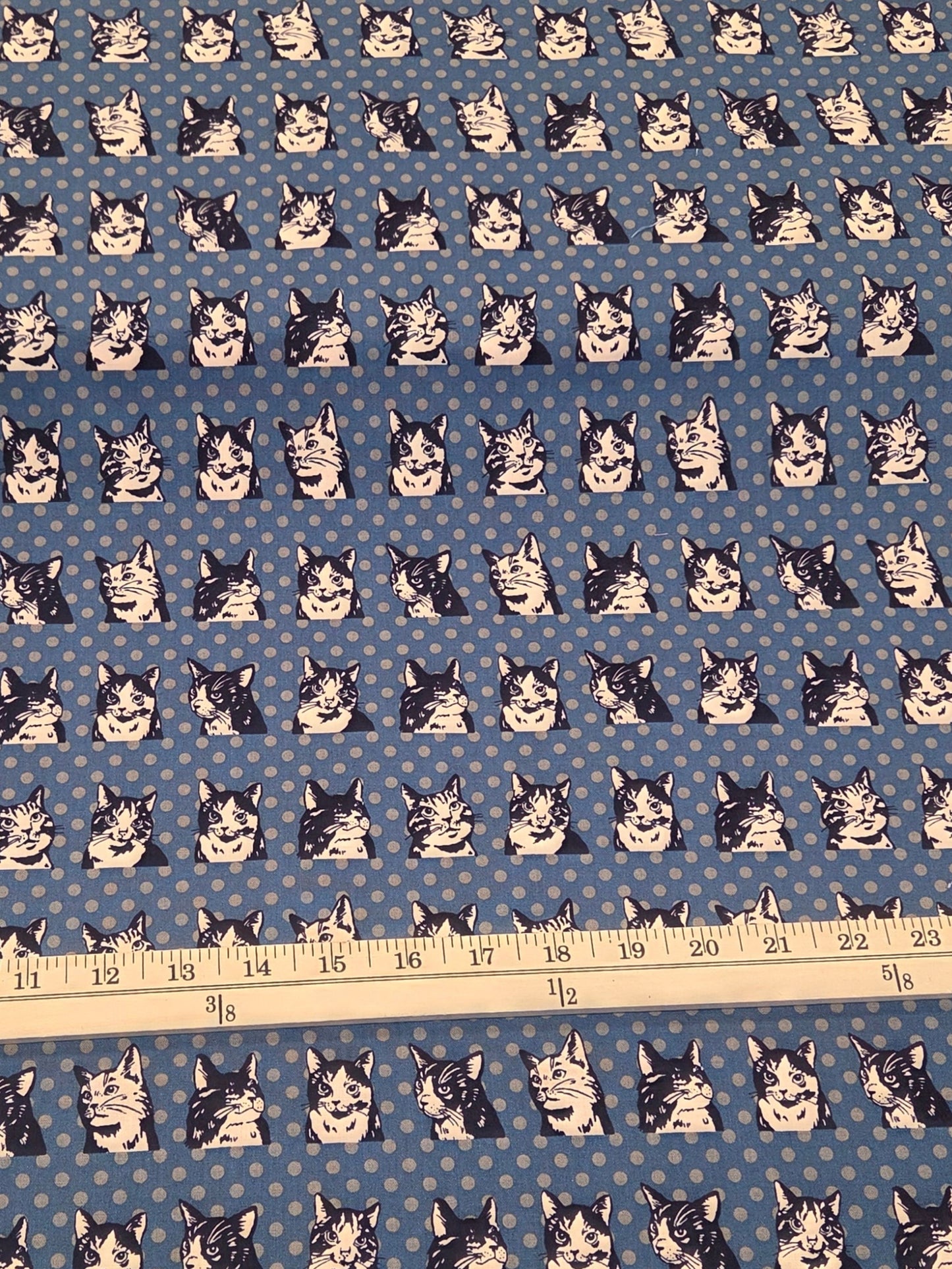Japan Fabrics: Cats with Dots Retro Pop Art Cotton Sheeting Woven- by the yard