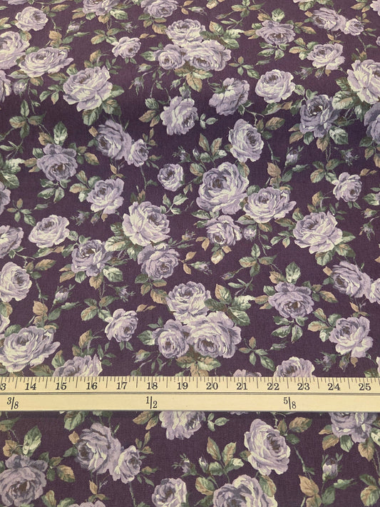 Floral fabric with a ruler for scale on a grid background. Cosmo Textiles. Japan Fabric Cnavas