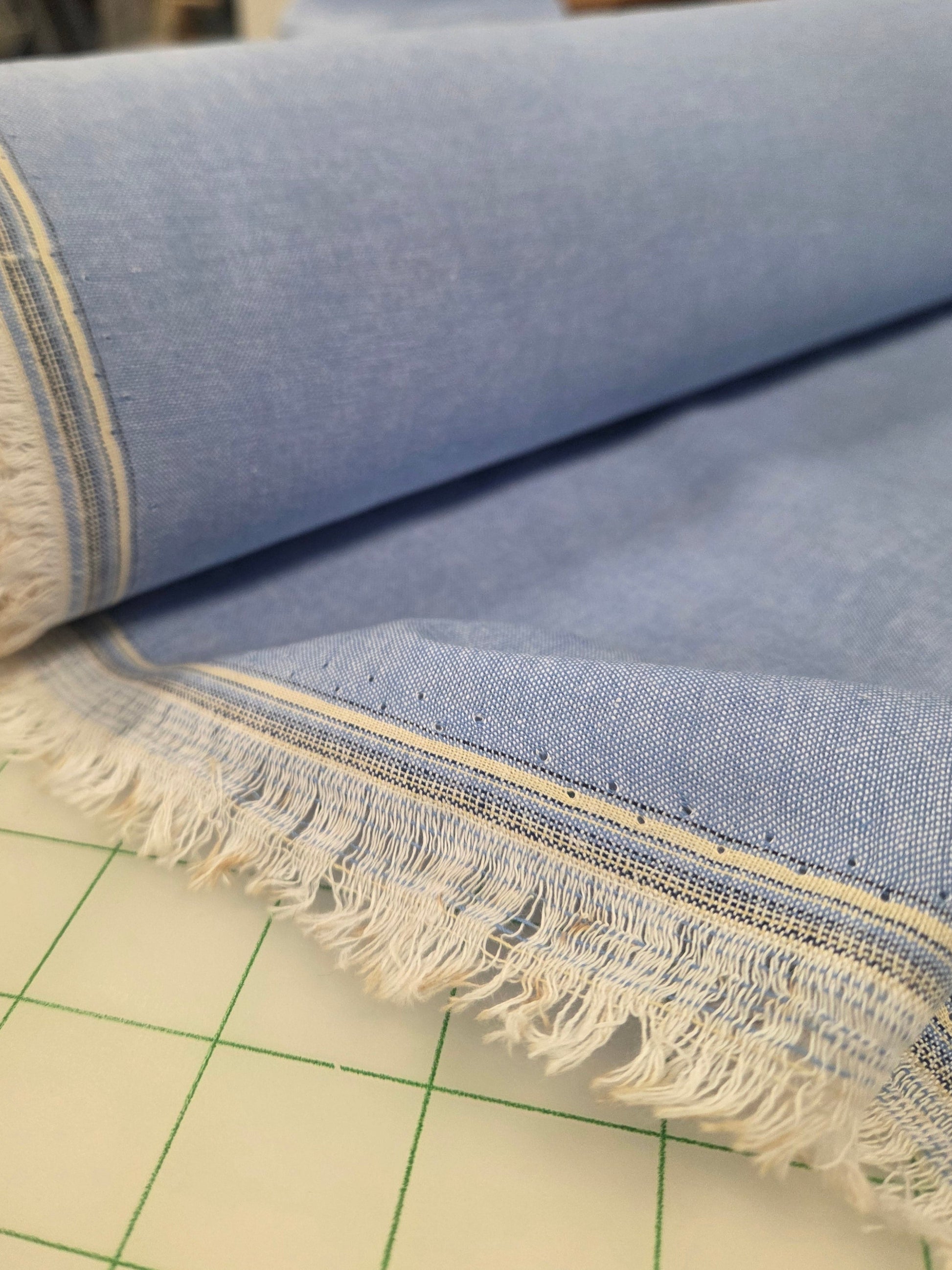 light blue chambray woven. fabric by the yard