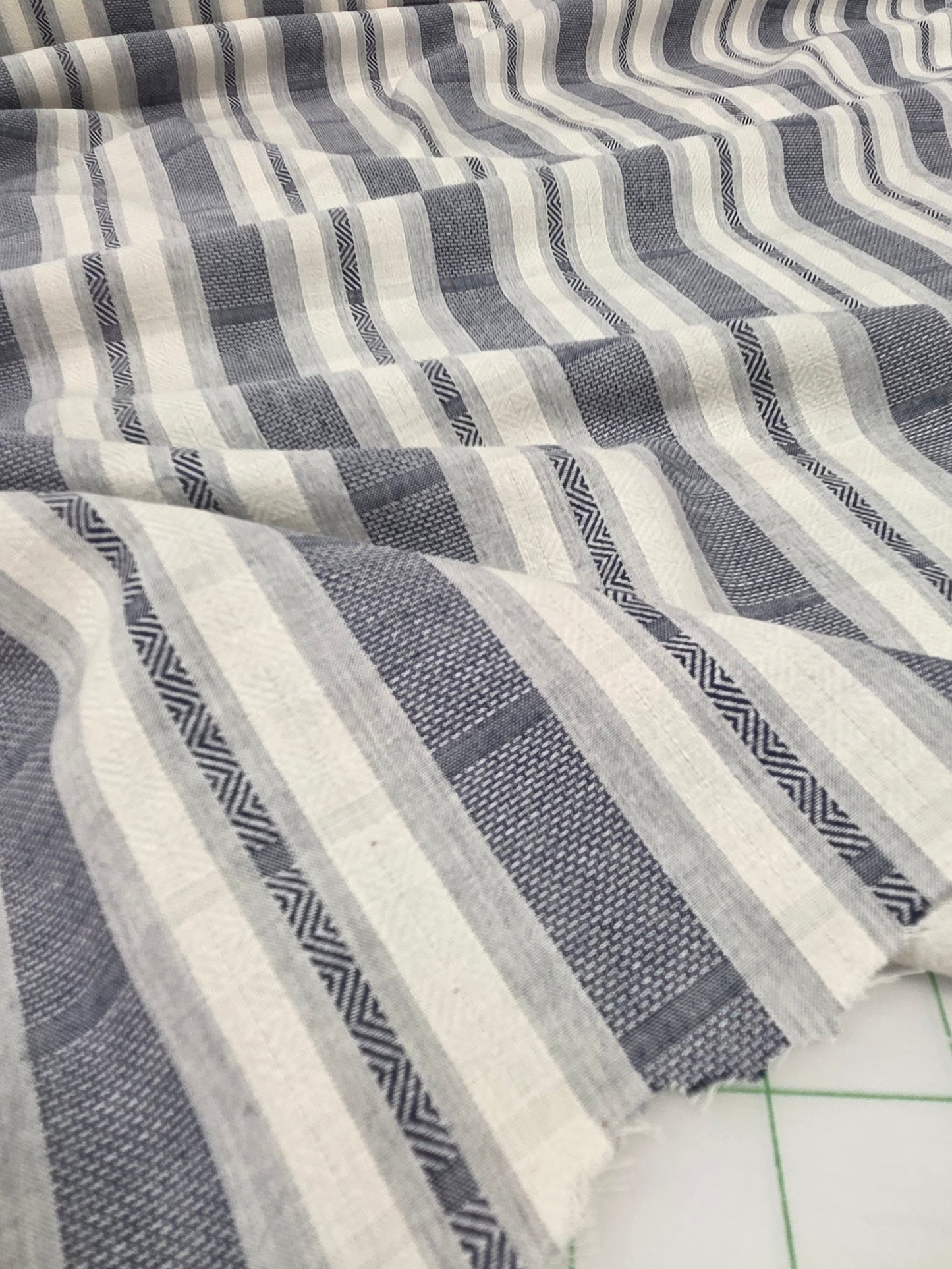 LA Designer Deadstock Yarn Dyed Shirting Cotton Stripe Woven- by the yard