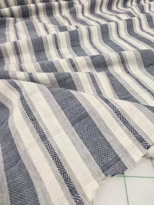 LA Designer Deadstock Yarn Dyed Shirting Cotton Stripe Woven- by the yard