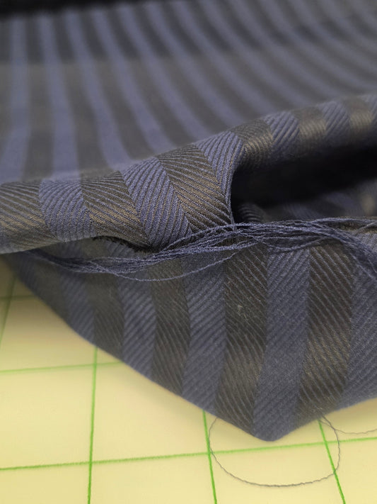 Italian Deadstock Silhouette Cotton Apparel Navy and Black Vertical Stripe Jacquard Woven - by the yard