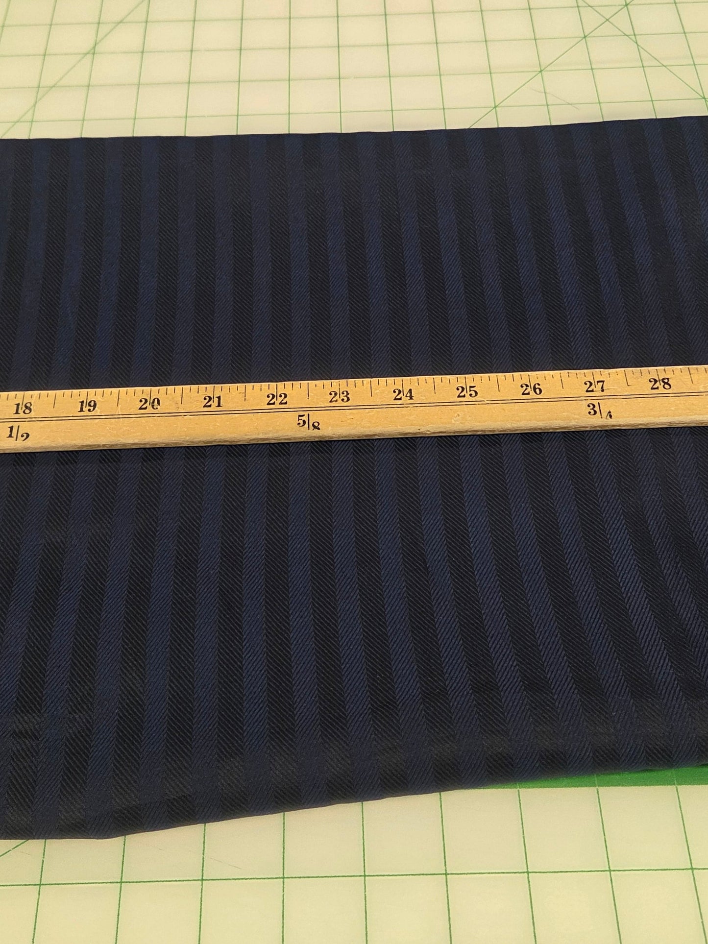 Italian Deadstock Silhouette Cotton Apparel Navy and Black Vertical Stripe Jacquard Woven - by the yard