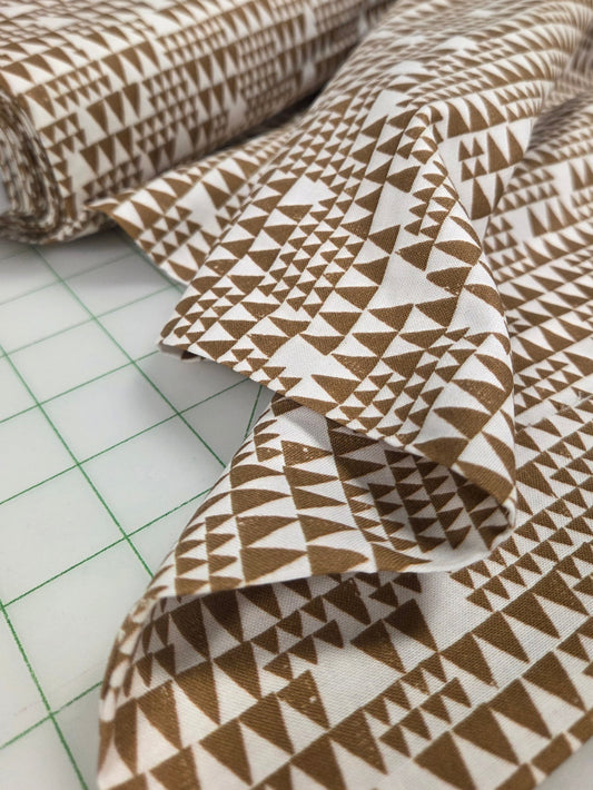 Organic Quilting Cotton Fabric: Upward Brown and Ivory Imprint Abstract Woven by Cloud9- by the half yard