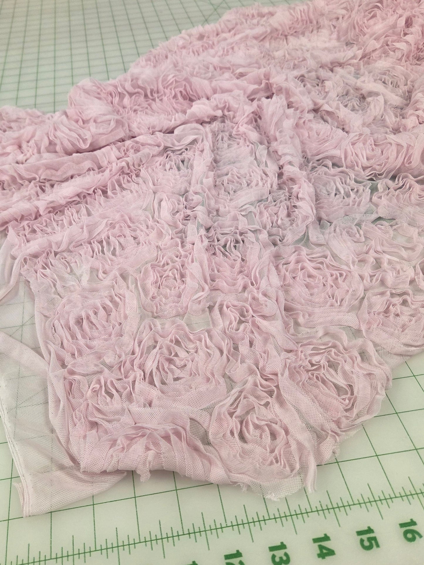 Special Occasion Designer Deadstock Stretch Pink Floral Rosette Mesh Knit- by the yard