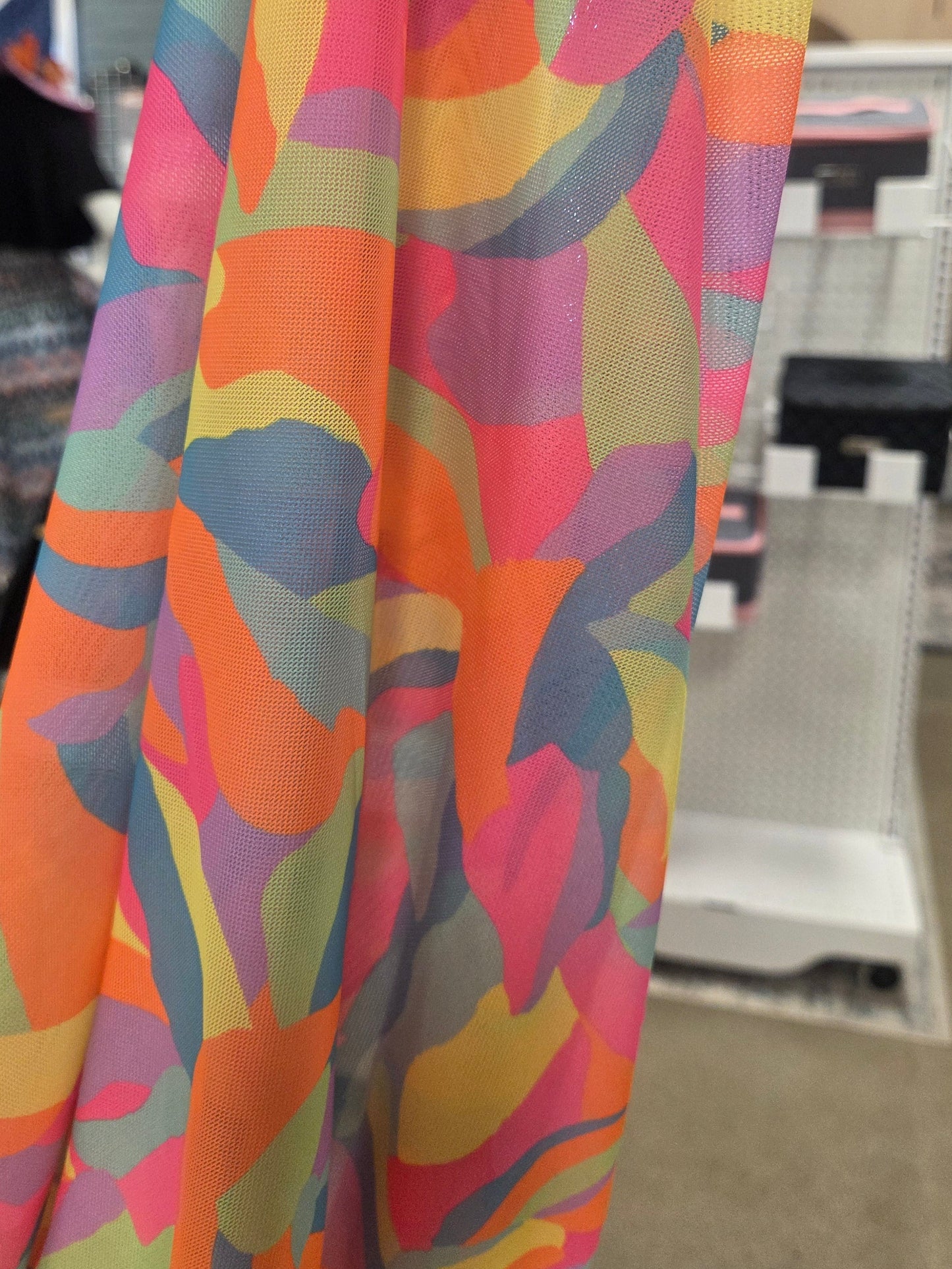 Designer Deadstock Neon Watercolor Floral Stretch Mesh Knit- by the yard