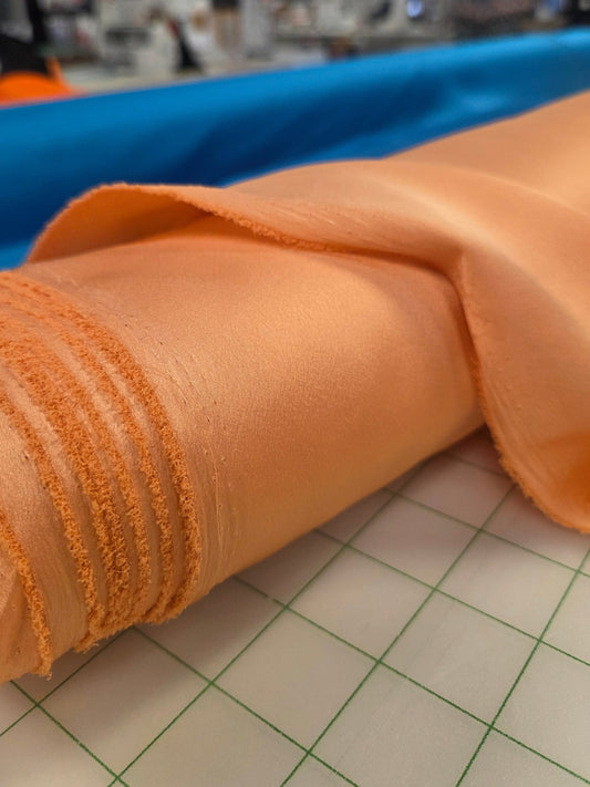 Designer LA Deadstock Melon Stretch Satin Solid with Sheen Woven- by the yard
