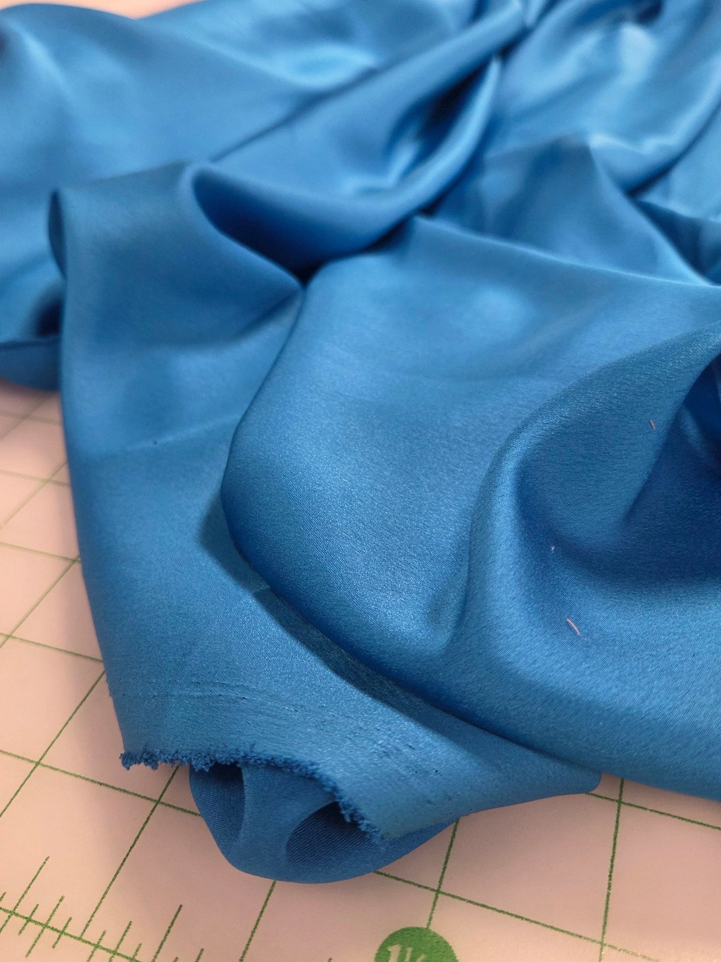 Designer LA Deadstock Vibrant Blue Stretch Satin Solid with Sheen Woven- by the yard