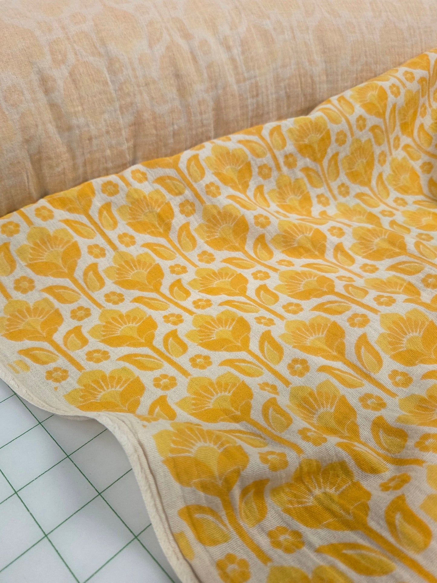 Designer Deadstock Medium Weight Cotton Gauze Vintage Floral Woven- by the yard