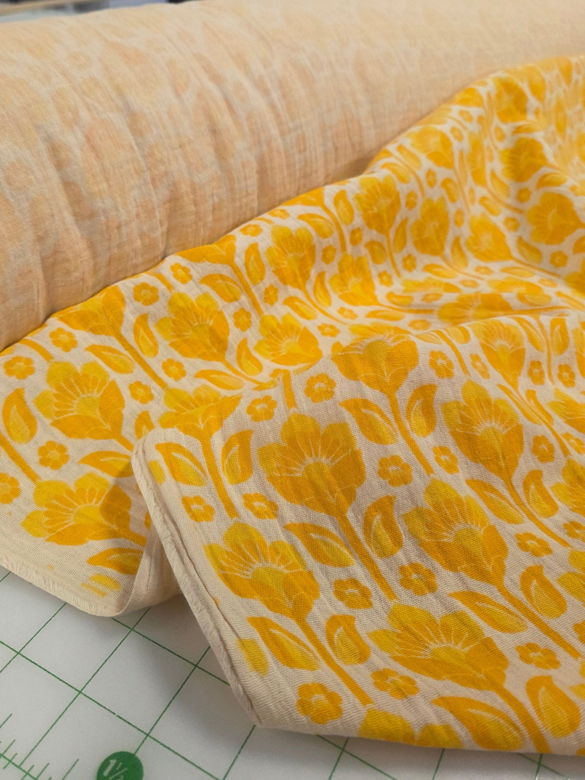 Designer Deadstock Medium Weight Cotton Gauze Vintage Floral Woven- by the yard