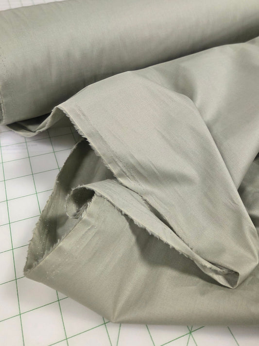 Designer LA Deadstock Cotton Spandex Shirting Poplin Faint Green Olive Woven- by the yard