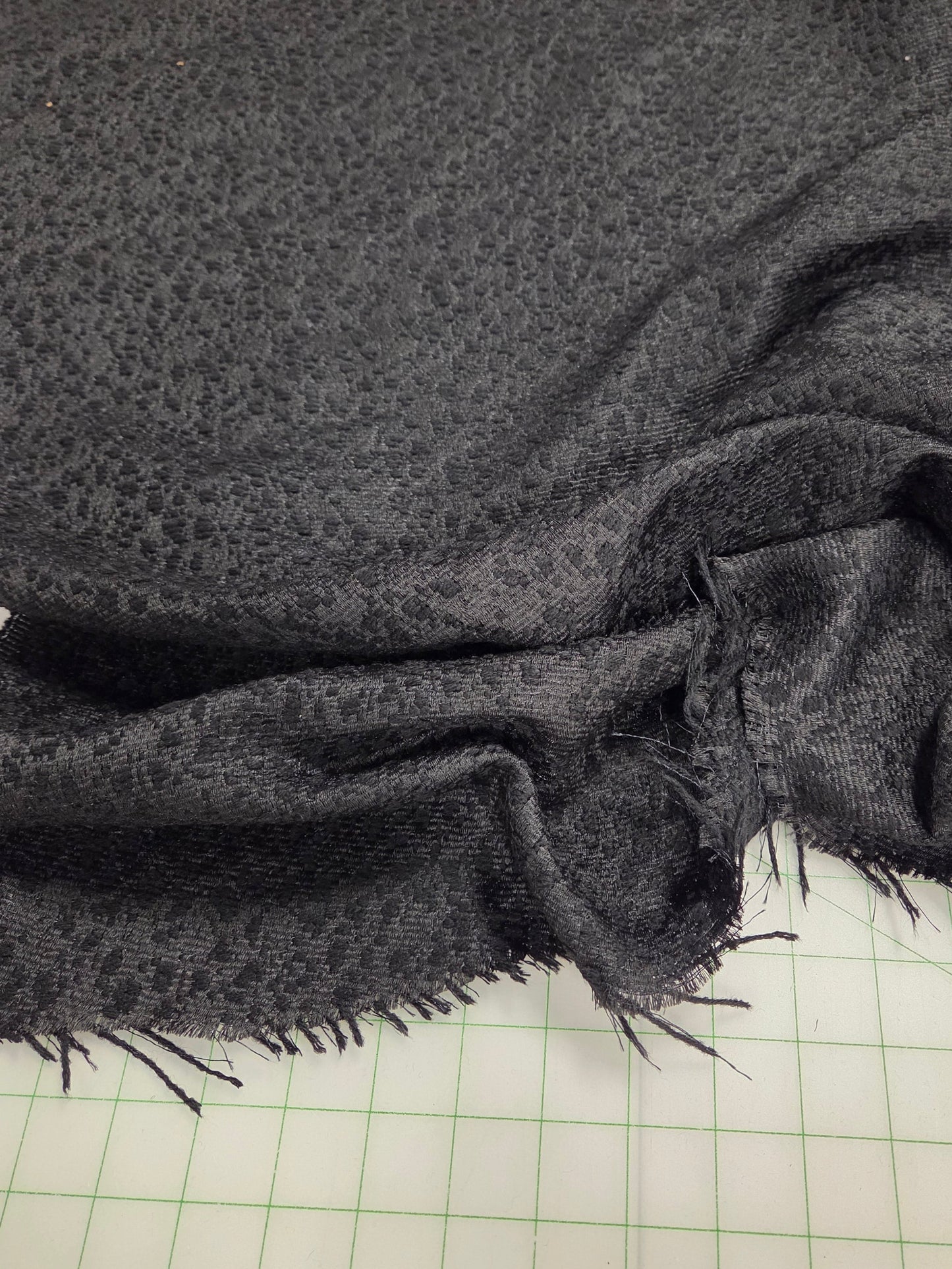 Designer Deadstock Italian Wool Blend Jacquard Textured Black  Coating Woven-by the yard