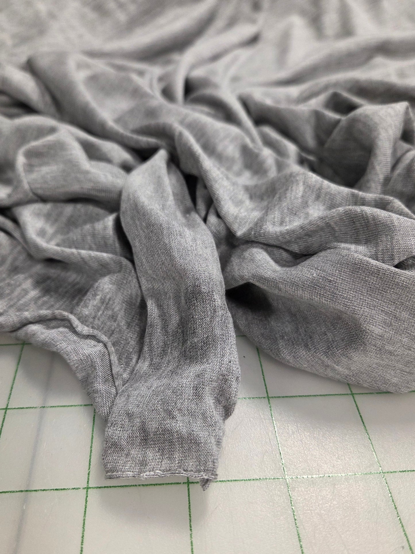 Designer LA Deadstock Heather Grey Rayon Jersey Solid Knit- by the yard