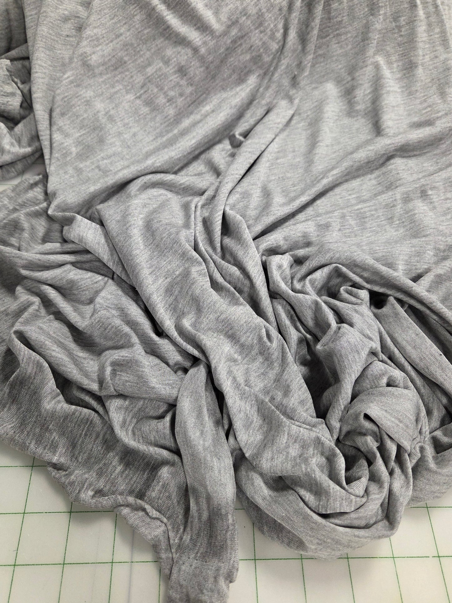 Designer LA Deadstock Heather Grey Rayon Jersey Solid Knit- by the yard