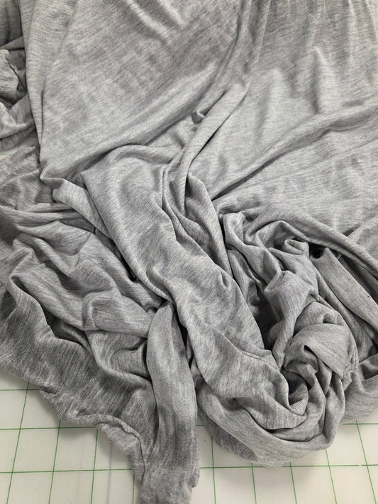 Designer LA Deadstock Heather Grey Rayon Jersey Solid Knit- by the yard