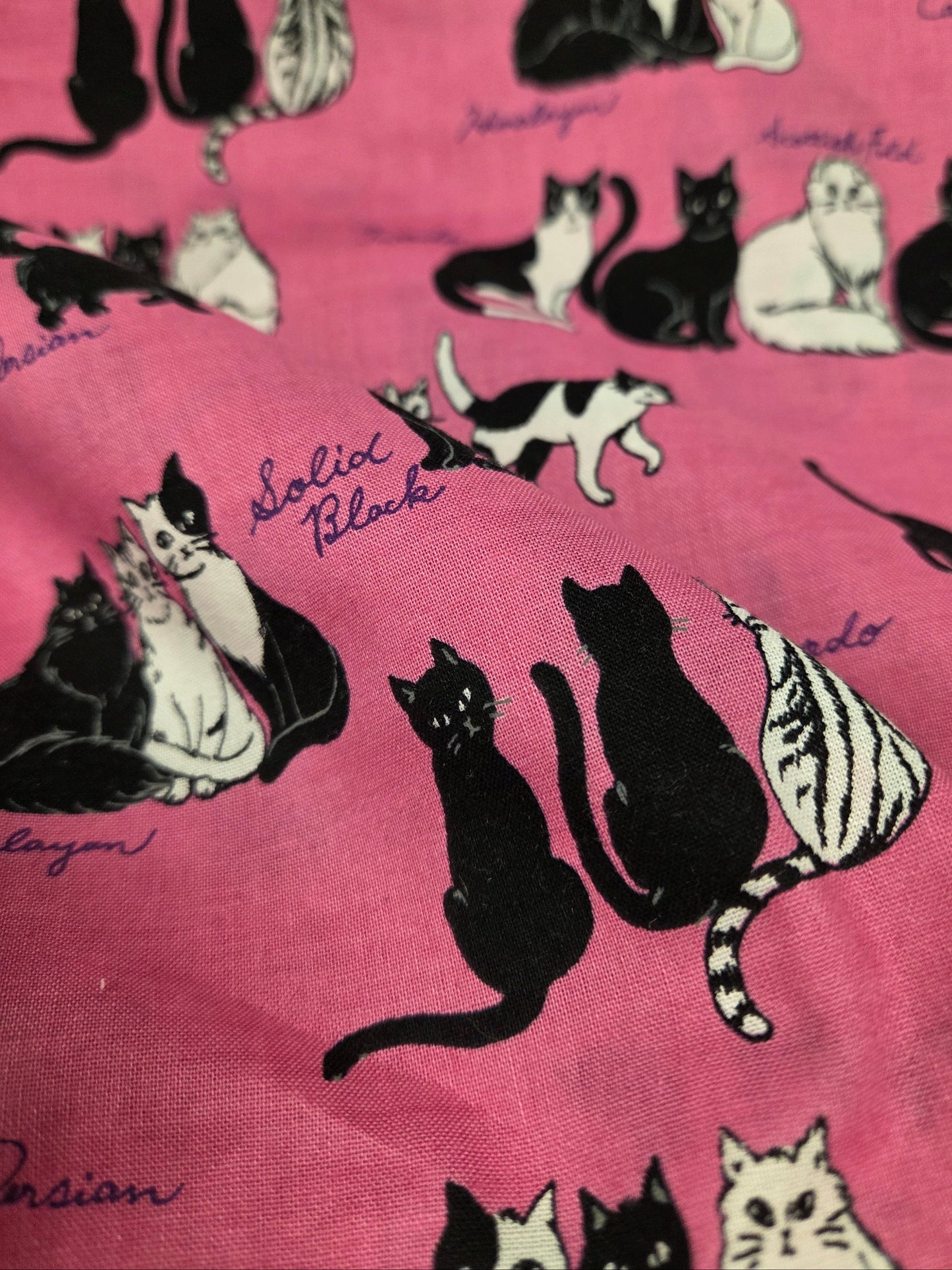 Japan Import: Pink All Breeds Cotton Cats Woven- by the yard