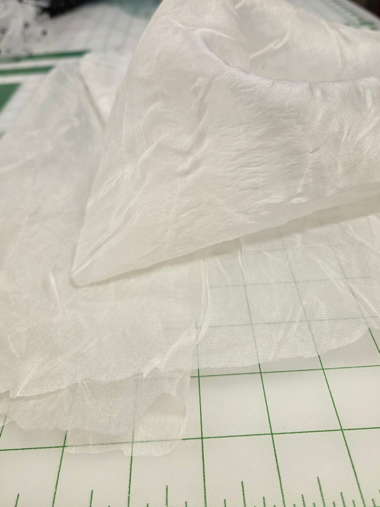 Designer Deadstock 100% Silk Crinkle Organza Ivory Woven Solid- by the yard