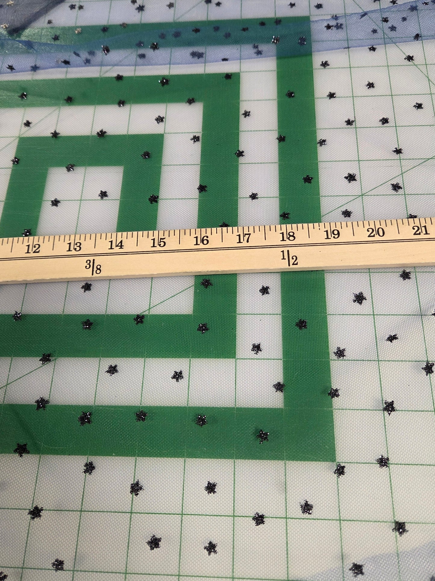 Designer Deadstock Gold Glitter Dot Special Occasion Black Tulle Woven- by the yard