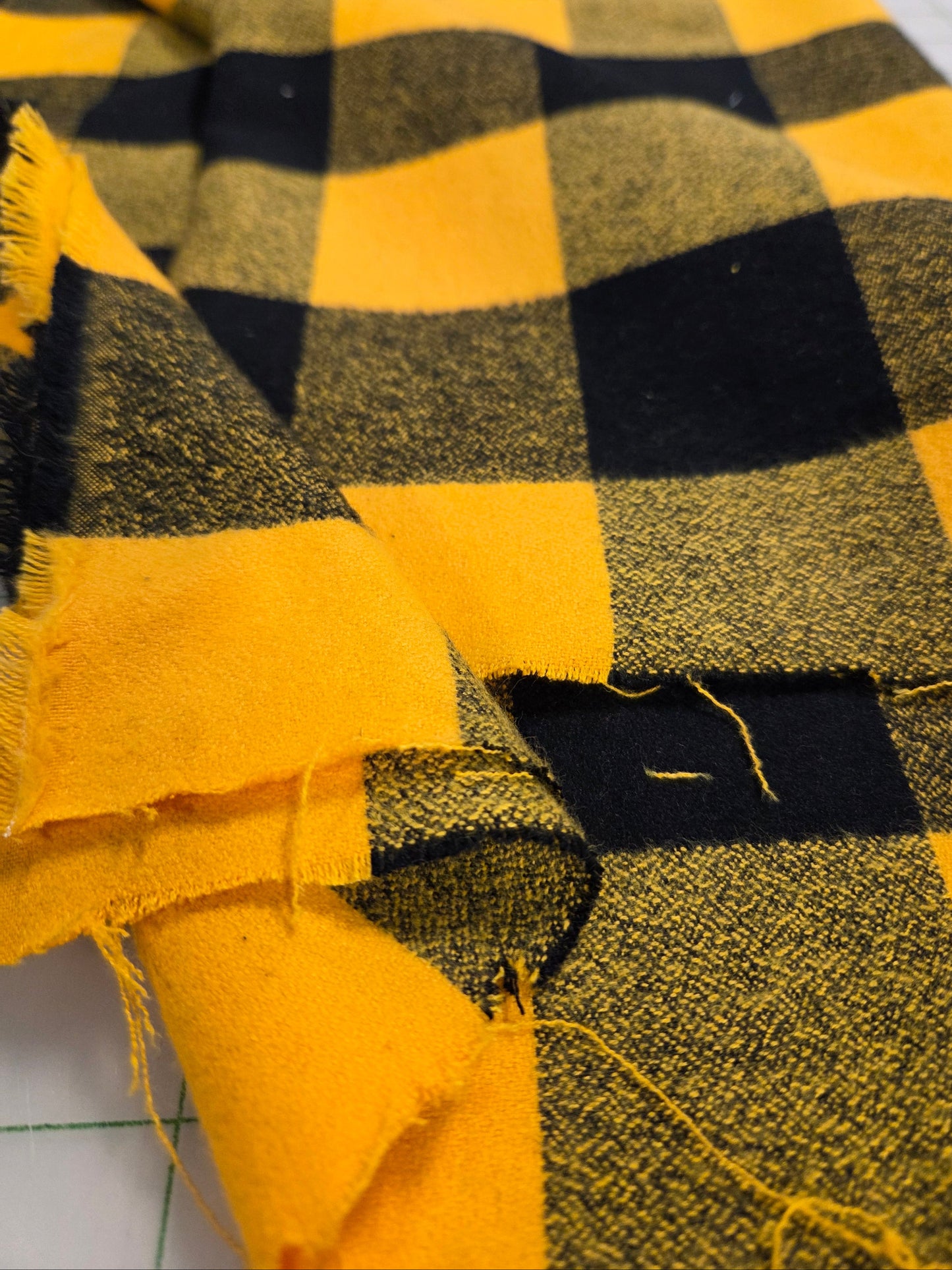 Kaufman Mammoth Yellow and Black Large Checks Woven 6.4 oz Cotton Flannel- by the yard