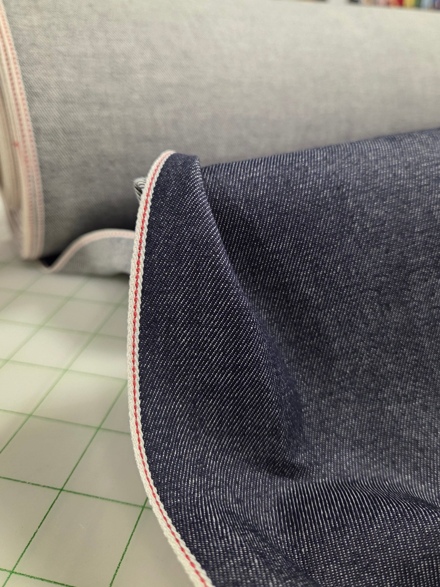 Japan Fabric: Deadstock Selvedge Stretch Denim Dark Indigo- by the yard