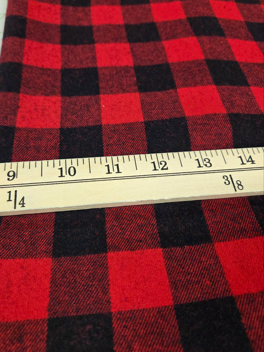 Designer Deadstock Shirting Yarn Dyed Buffalo Check Red and Black Cotton Woven- by the yard