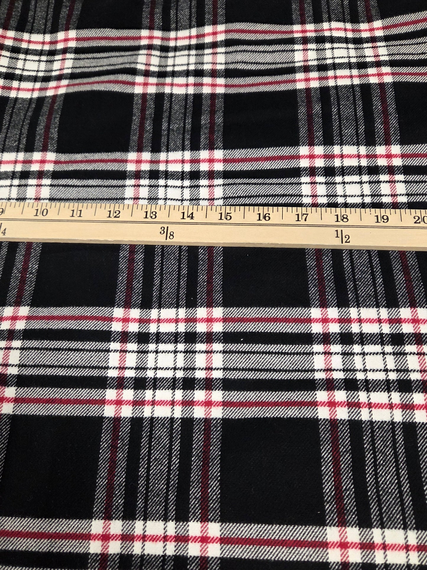 Designer Deadstock Shirting Yarn Dyed Black And Red Plaid Flannel Cotton Woven- by the yard