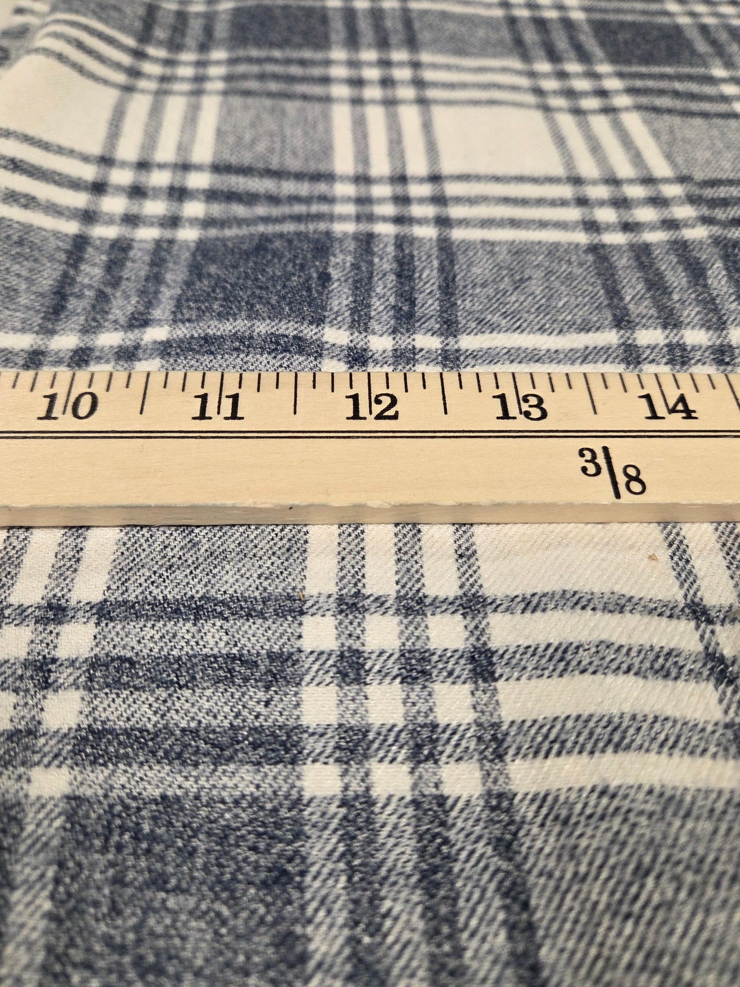 Designer Deadstock Shirting Yarn Dyed Blue and Cream Flannel Cotton Woven- by the yard