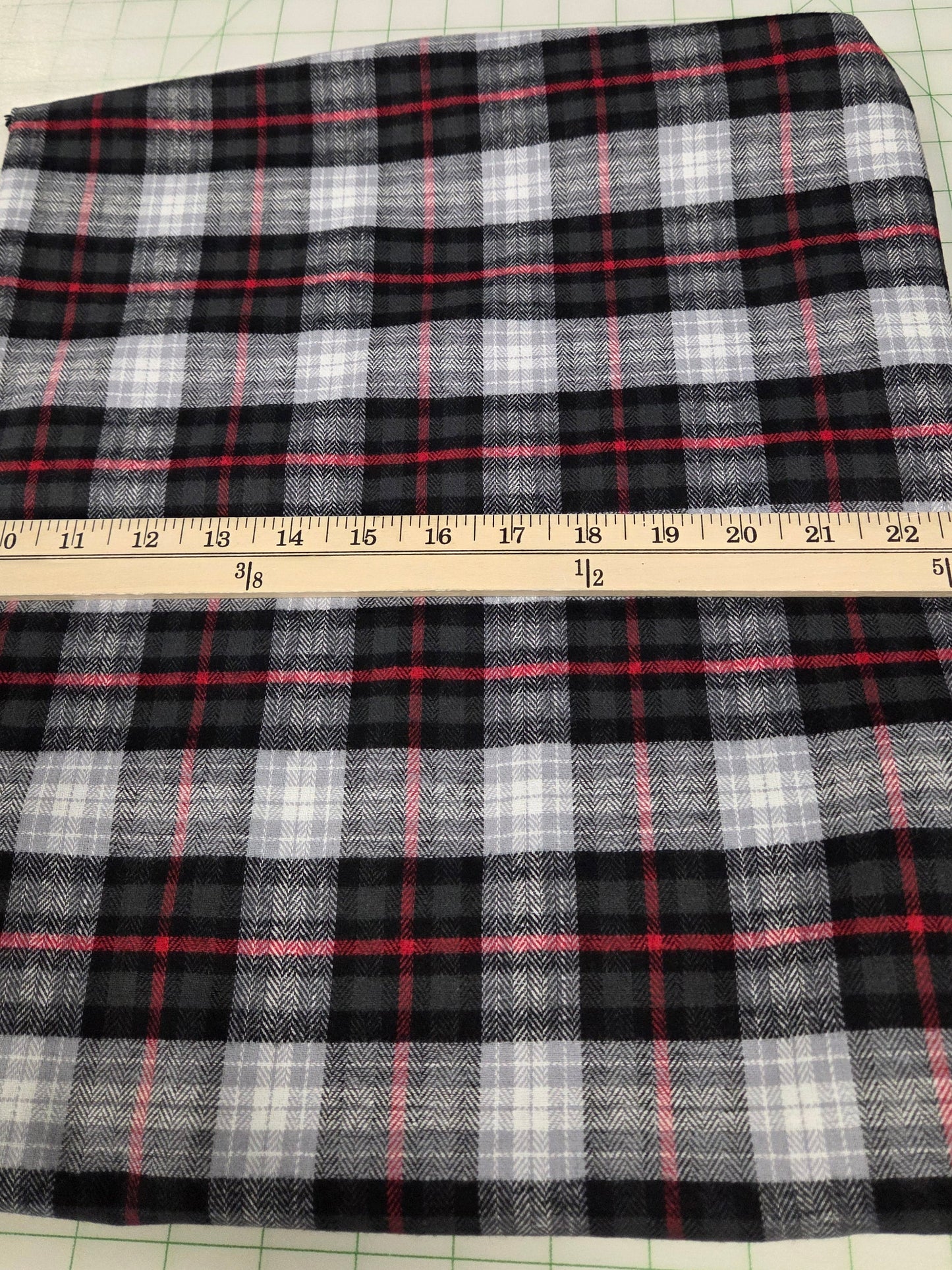 Designer Deadstock Shirting Yarn Dyed Herringbone Weave Black and Red Flannel Cotton Woven- by the yard