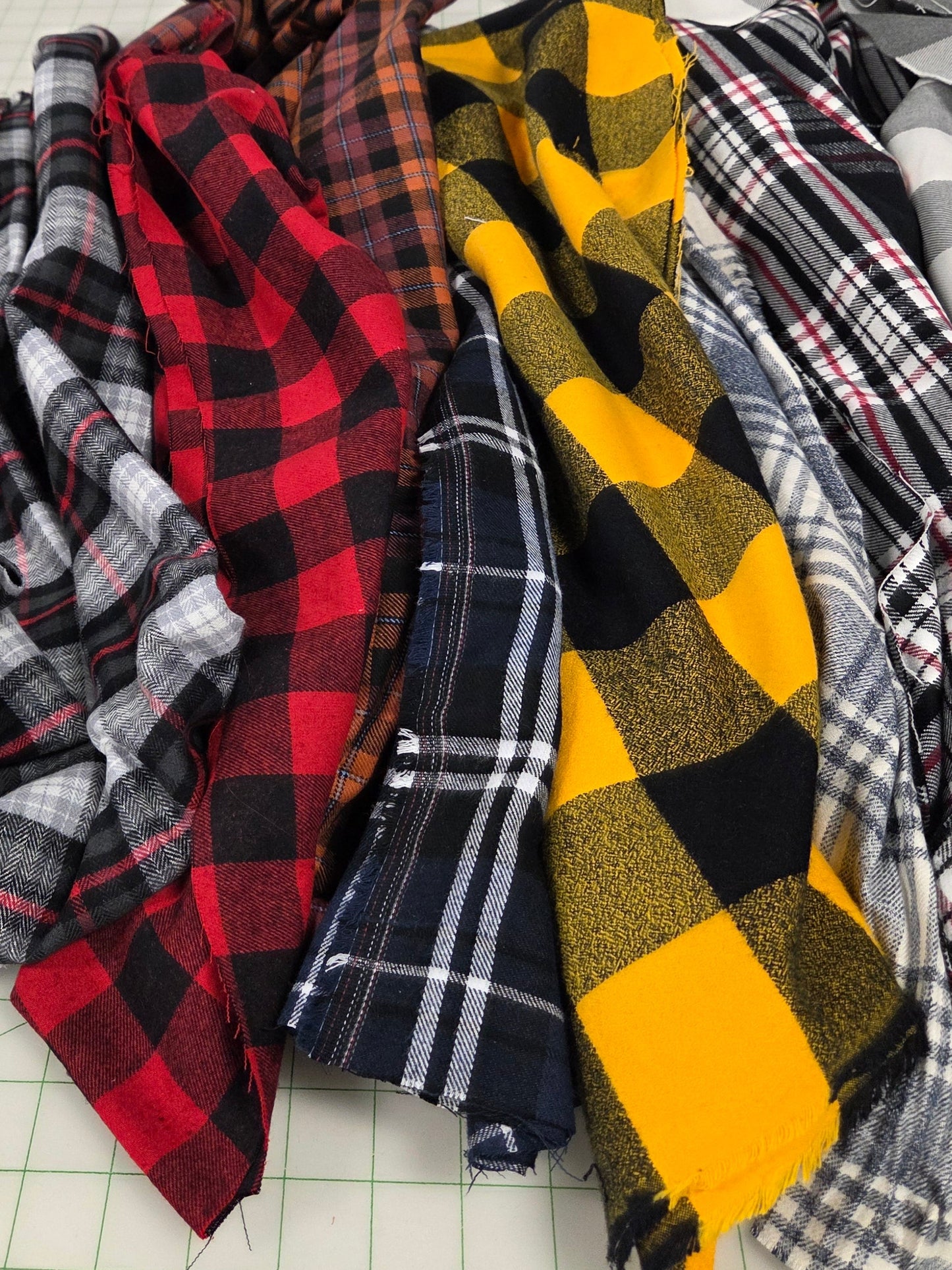 Designer Deadstock Shirting Yarn Dyed Herringbone Weave Black and Red Flannel Cotton Woven- by the yard