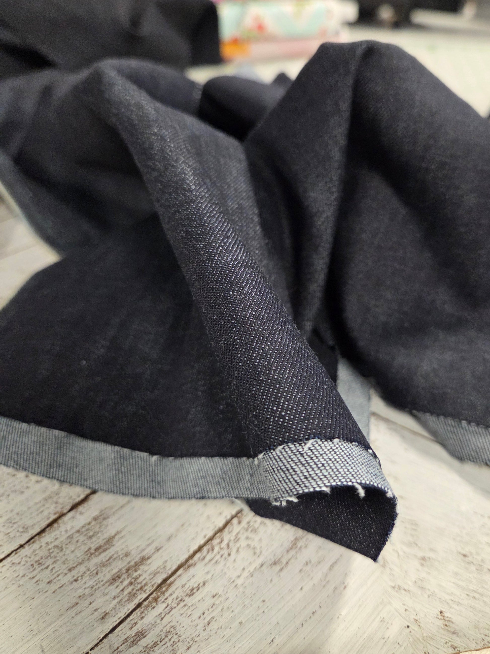 dark denim stretch fabric by the yard
