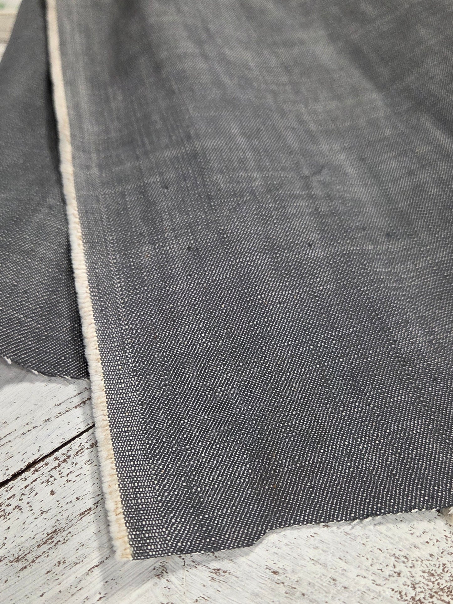 Italian Designer Deadstock 100% Cotton Silver Gray Denim Woven- by the yard