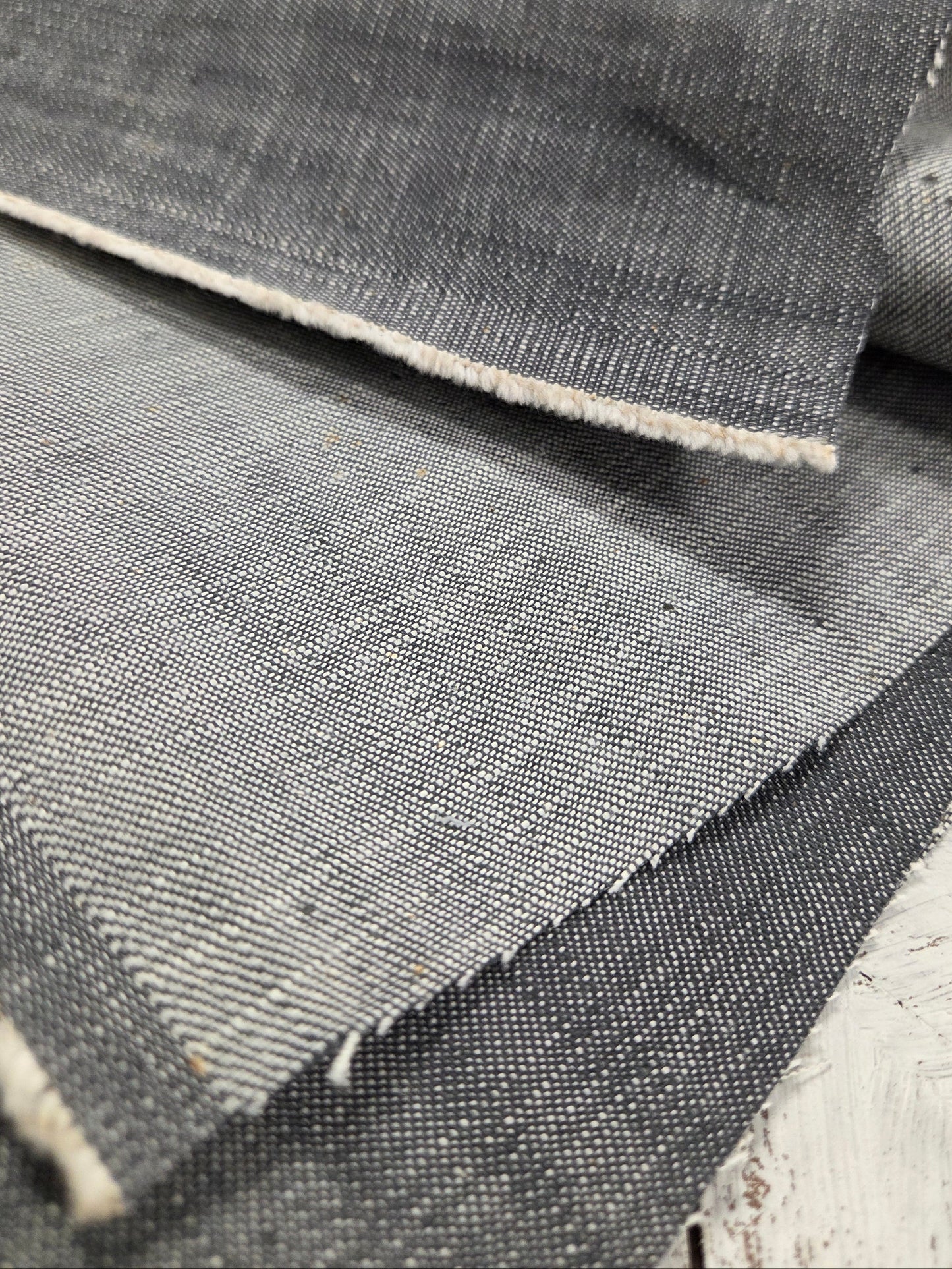Italian Designer Deadstock 100% Cotton Silver Gray Denim Woven- by the yard