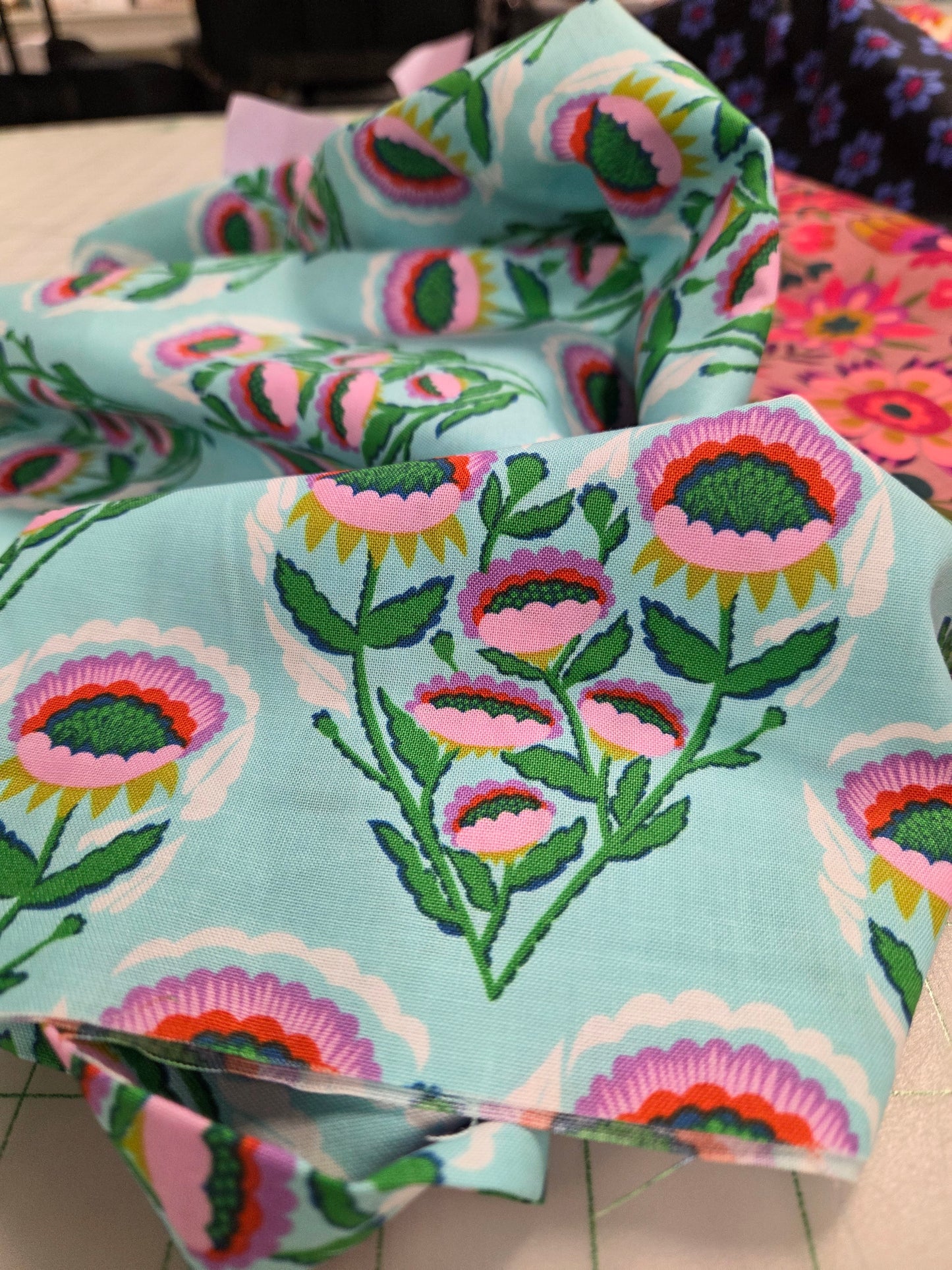 Northcott Fabrics: Anna Maria Textiles Allegory Pitterpat Sky Quilting Cotton 4.7oz Woven OEKO TEX- by the Half Yard