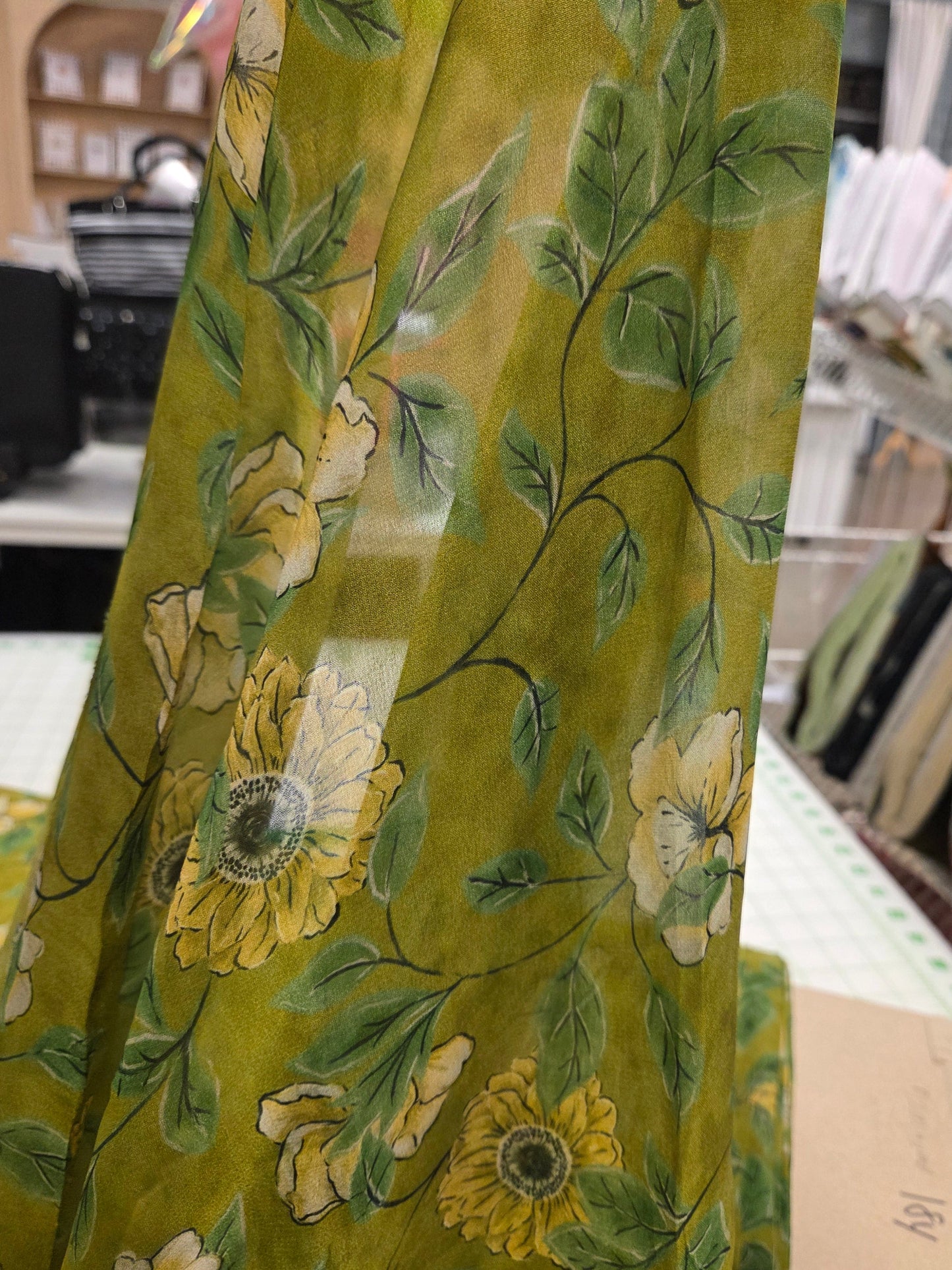italian viscose print floral green