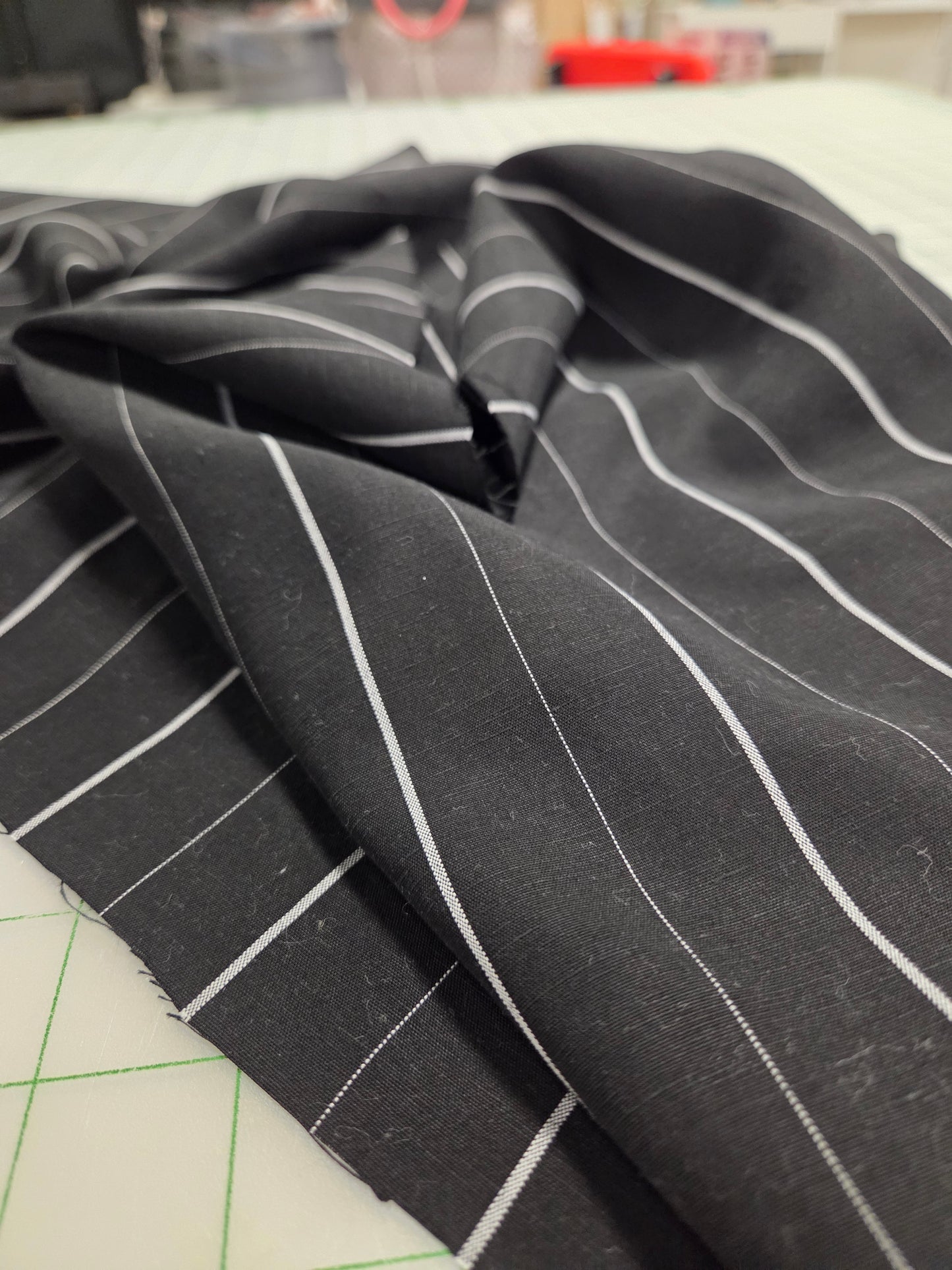 shirting stripe deadstock poplin woven cotton.