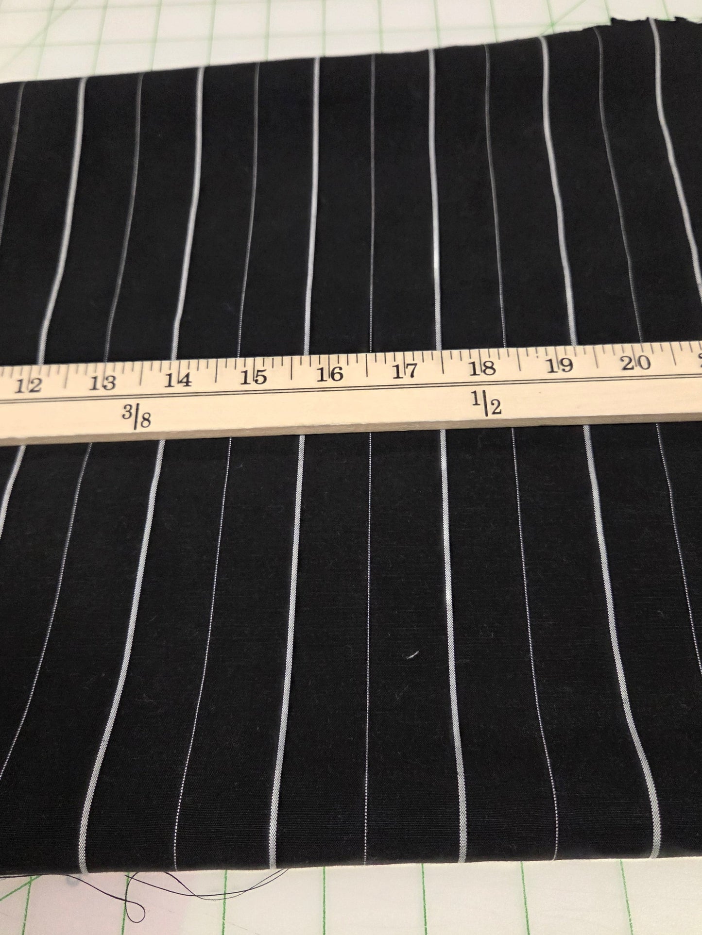 Designer Deadstock Black Yarn Dyed Ivory Stripe Shirting Cotton Poplin Woven- by the yard