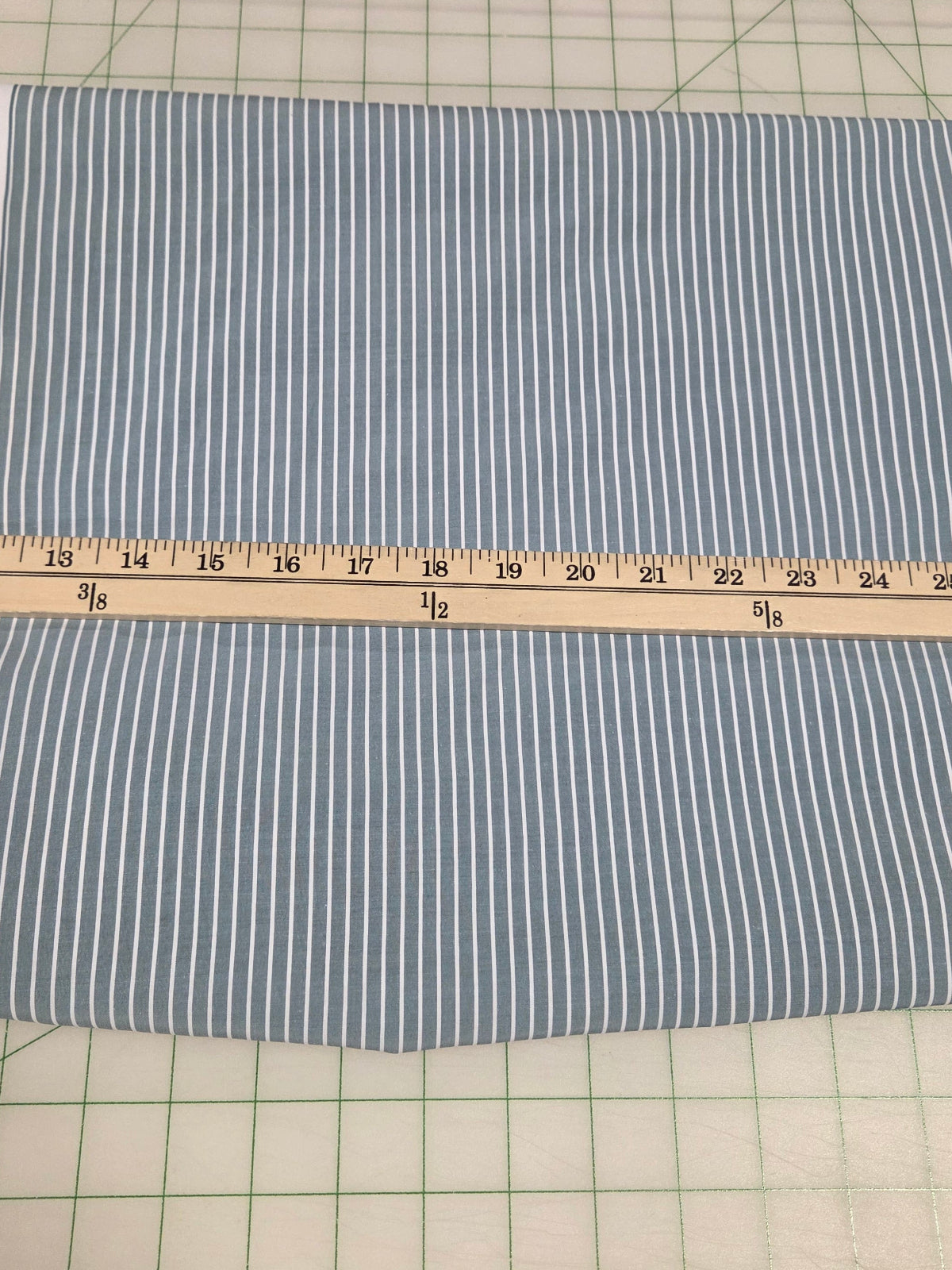 Designer Deadstock Blue and White Stripe Shirting Cotton Spandex Stretch Poplin Woven- by the yard