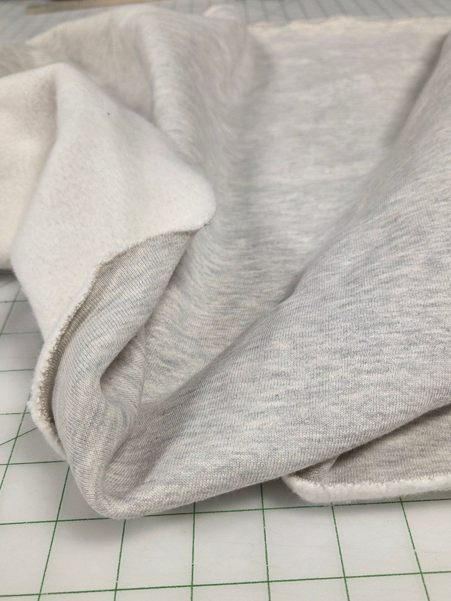 Designer Deadstock Gray Two Tone Cotton Sweatshirt Fleece Medium Weight Solid Knit -by the yard