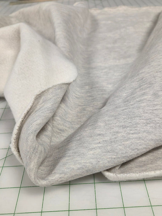 Designer Deadstock Gray Two Tone Cotton Sweatshirt Fleece Medium Weight Solid Knit -by the yard